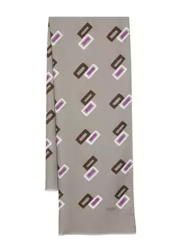Barba шарф с бахромой и графичным принтом, серый