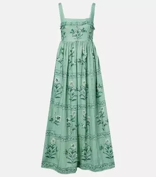 Барбара вышитое льняное платье макси Agua by Agua Bendita, Ceiba