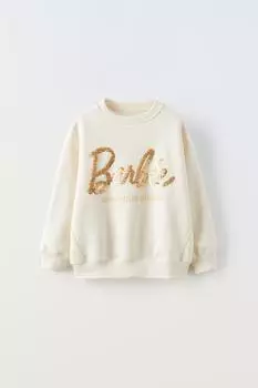 Барби свитшот mattel с пайетками ZARA, экрю