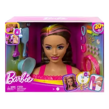 Барби, укладывающая голова, неоновая радуга, каштановые волосы Barbie