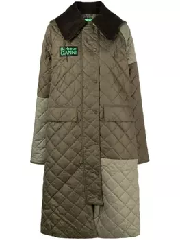 Barbour длинный плащ Burghley в технике пэчворк, зеленый