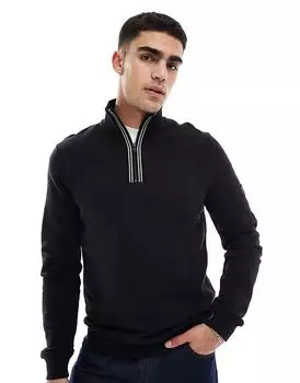 Barbour International – Lincoln – Толстовка черного цвета с воротником-стойкой и декоративными полосками