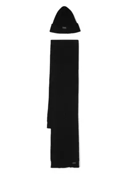 Barbour комплект из шарфа и шапки с нашивкой-логотипом, черный