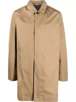Barbour однобортное пальто с вышитым логотипом, коричневый