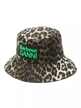 Barbour панама с леопардовым принтом из коллаборации с Ganni, коричневый