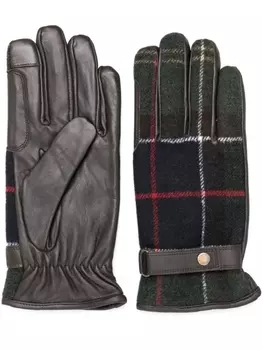 Barbour перчатки Aubrey в клетку тартан, коричневый