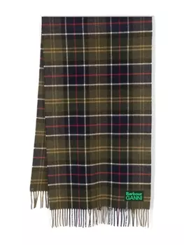 Barbour шерстяной шарф в клетку из коллаборации с Ganni, зеленый