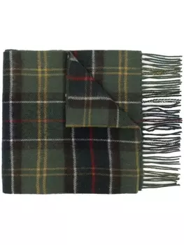 Barbour шерстяной шарф в клетку тартан, зеленый