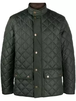Barbour стеганая куртка на пуговицах, зеленый