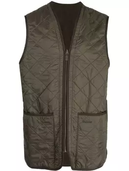 Barbour стеганый жилет на молнии, зеленый