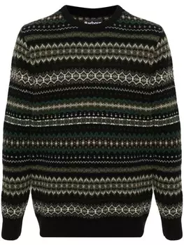 Barbour свитер в технике фэр-айл-вязания, черный