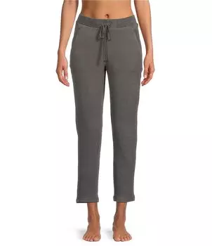 Barefoot Dreams Malibu Collection Свитер с боковым карманом из флиса с завязками на талии Комбинированные зауженные укороченные брюки, серый