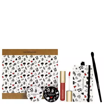 bareMinerals Набор для макияжа Holiday Clean Makeup Original Loose Mineral Foundation 8 г + завершающая пудра Mineral Veil 9 г + палитра для щек и глаз 7 г + кремовый блеск для губ Gen Nude 4 мл + многофункциональная кисть для глаз