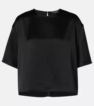 Бархатистая атласная футболка Leset, черный