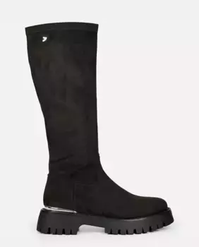 Бархатистые женские ботинки с металлизированной отделкой и спортивной подошвой Gioseppo, черный