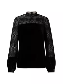 Бархатная блузка с лазерной резкой Akris Punto, черный