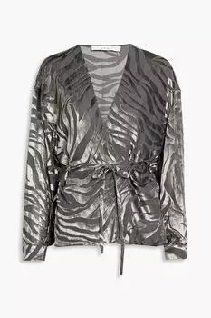 Бархатная блузка с запахом Nurat Devor IRO, серый