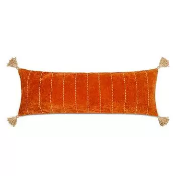 Бархатная декоративная подушка Kantha, 13 x 36 дюймов Surya, цвет Orange