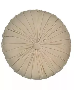 Бархатная декоративная подушка с пуговицами, круглая 16 дюймов Mod Lifestyles, бежевый