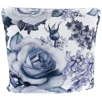 Бархатная диванная подушка 45 х 45 см с цветочным узором и молнией Marabella, синий