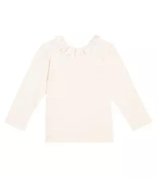 Бархатная футболка baby billa из хлопка Bonpoint, розовый