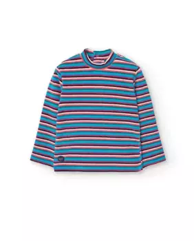 Бархатная футболка для девочки с круглым вырезом Boboli, мультиколор