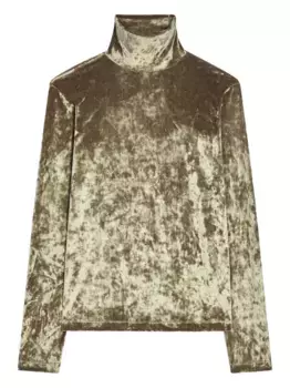 Бархатная футболка с высоким воротником DRIES VAN NOTEN