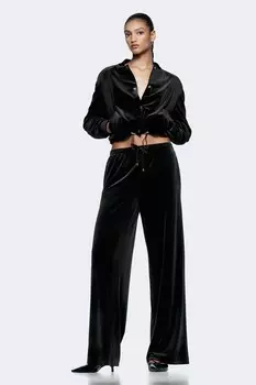 Бархатная куртка-бомбер ZARA, черный