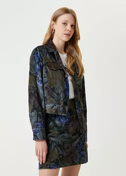 Бархатная куртка дальнобойщика цвета хаки с теневым узором Beymen