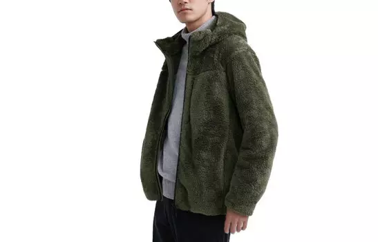 Бархатная куртка мужская темно-зеленая Uniqlo, темно-зеленый