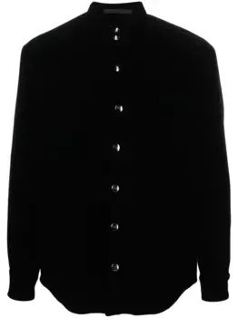 Бархатная куртка-рубашка на кнопках GIORGIO ARMANI, синий