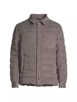 Бархатная куртка-рубашка на пуху лейтенанта Herno, серый