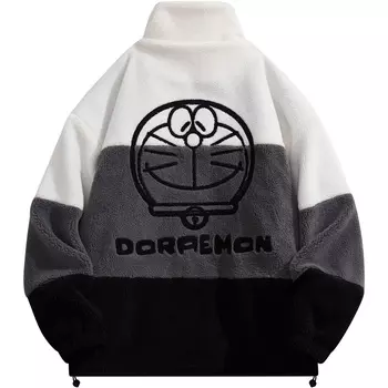 Бархатная куртка унисекс Doraemon, Кремовый (большой карман)