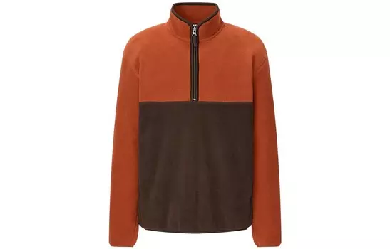 Флисовая мужская толстовка Uniqlo, 27 оранжевый/коричневый