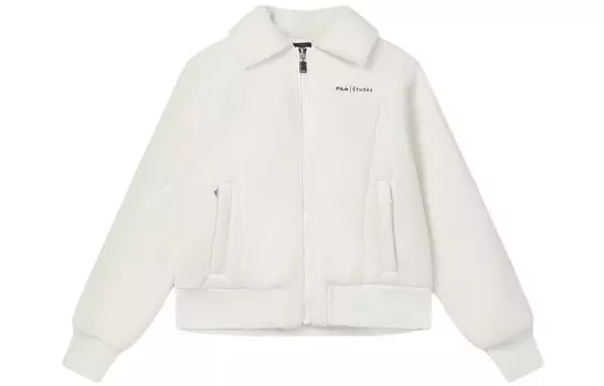 Бархатная куртка женская, цвет кокосовое молоко, белая Fila