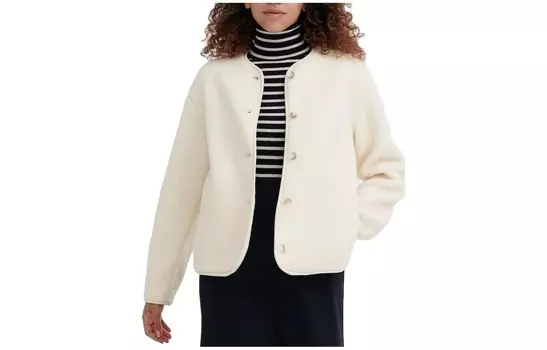Бархатная куртка женская молочно-белая Uniqlo