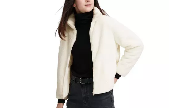 Толстовка Uniqlo Fluffy Fleece Zipped, 01 молочно-белый