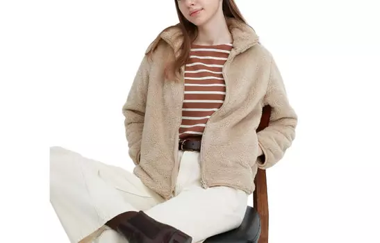 Толстовка Uniqlo Fluffy Fleece Zipped, 30 кремовый