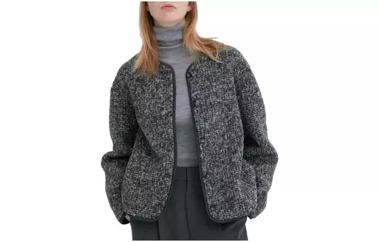 Бархатная куртка женская темно-серая Uniqlo
