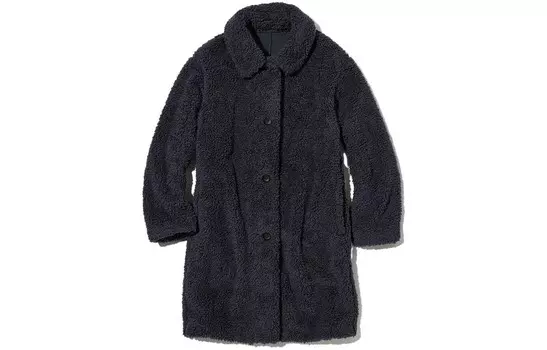Однобортное флисовое пальто UNIQLO, 08 темно-серый