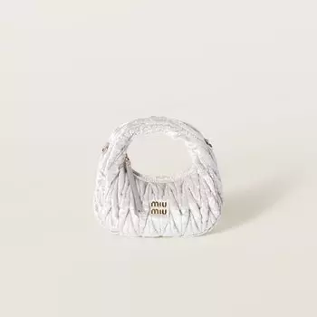 Бархатная мини-сумка-хобо Wander Miu Miu, серый