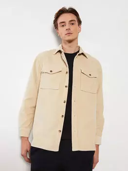 Бархатная мужская куртка-рубашка стандартной посадки с длинным рукавом LCW Casual