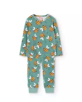 Бархатная пижама для девочки с длинными рукавами и принтом Boboli, зеленый