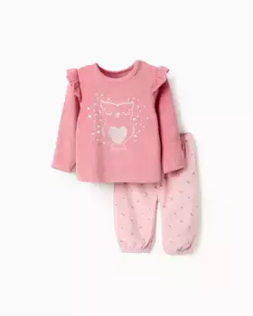 Бархатная пижама для девочки с рюшами и светится в темноте Zippy, розовый