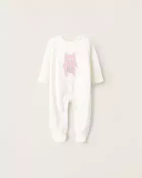 Бархатная пижама для девочки с вышивкой в виде мишки Zippy, белый