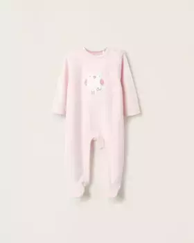 Бархатная пижама для девочки с вышивкой в виде мишки Zippy, розовый