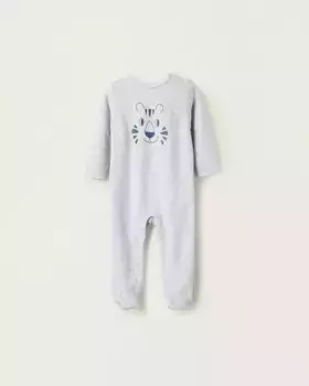 Бархатная пижама для мальчика с тигровым принтом Zippy, светло-серый