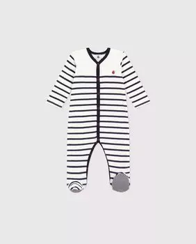 Бархатная пижама в полоску для малышей Petit Bateau, белый