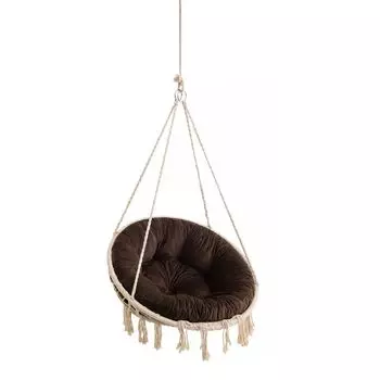 Бархатная подушка для подвесного стула, подушка для сиденья для стула, подвесное кресло-корзина, подушка для дома, моющаяся подушка, круглая, качели, подушка-качалка, пепельно-серый, 65 см Stanisaw Jurga, коричневый
