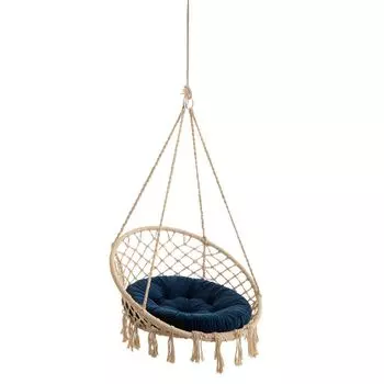 Бархатная подушка для подвесного стула, подушка для сиденья на стул, подвесное кресло-корзина, подушка для дома, моющаяся подушка, круглая, качели, подушка-качалка, темно-синий, 92 см Stanisaw Jurga